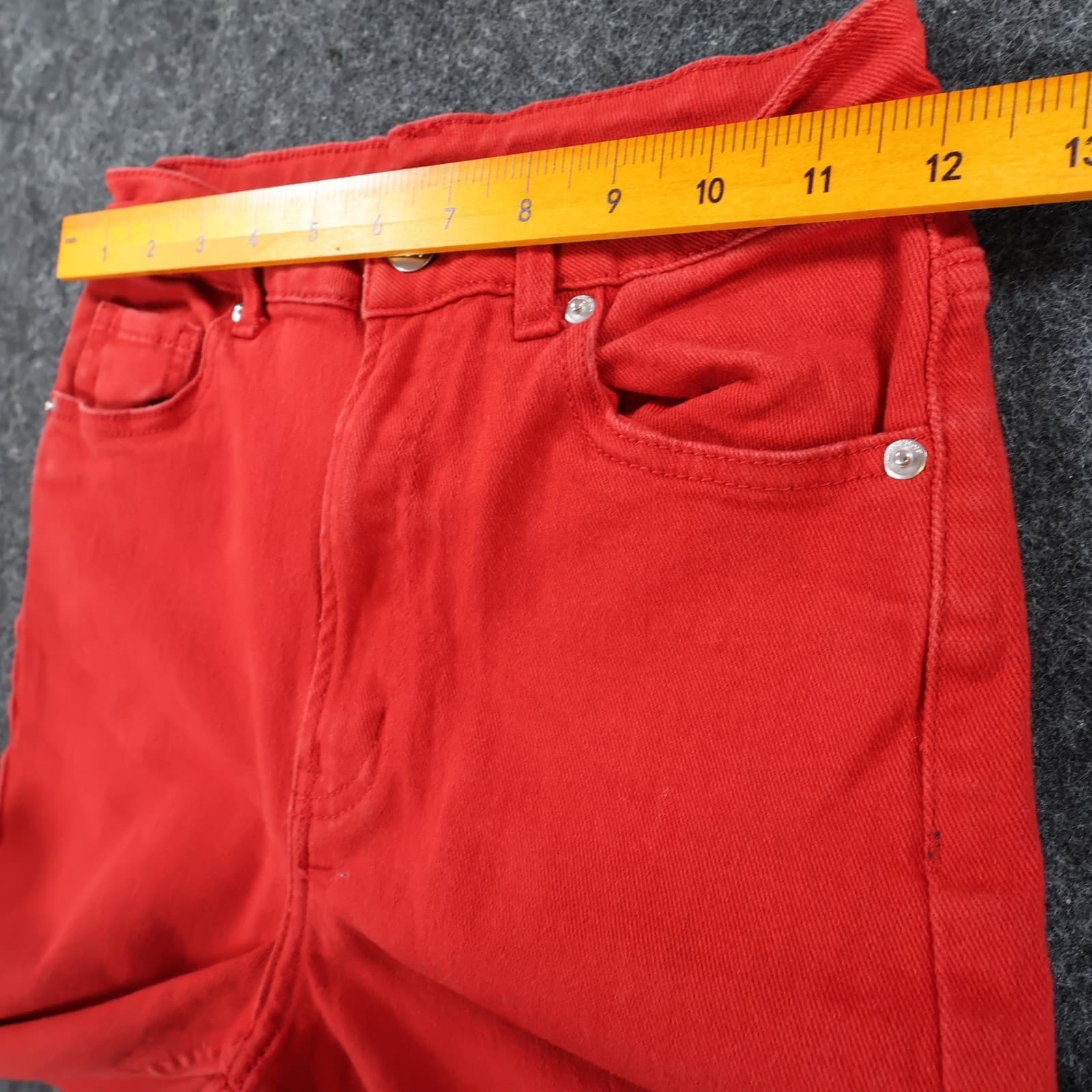 H&M Divided Wide Leg Jeans Womens Size 2 Red Cotton High Rise Stretch Denim - Thumbnail 6