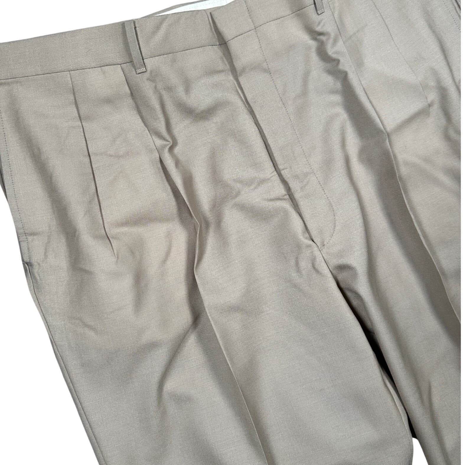 Norm Thompson Pleated Dress Pants Mens 44 Long Tan Worsted Wool Blend - Thumbnail 5