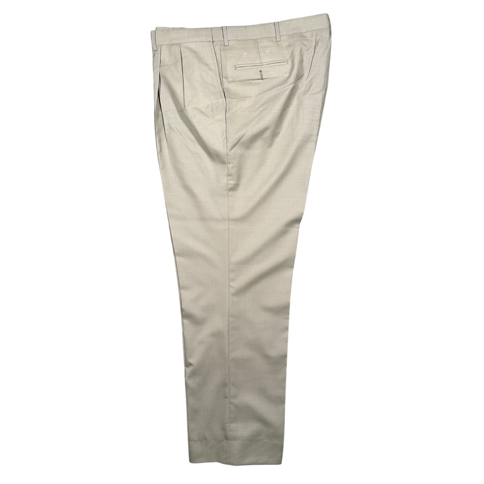 Norm Thompson Pleated Dress Pants Mens 44 Long Tan Worsted Wool Blend - Thumbnail 3