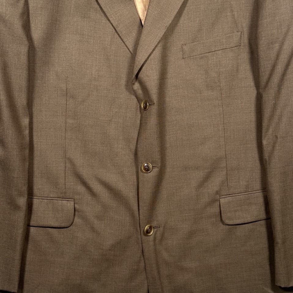 Stafford Blazer Mens 48L Brown 100% Pure Wool 3-Button Suit Jacket - Thumbnail 5