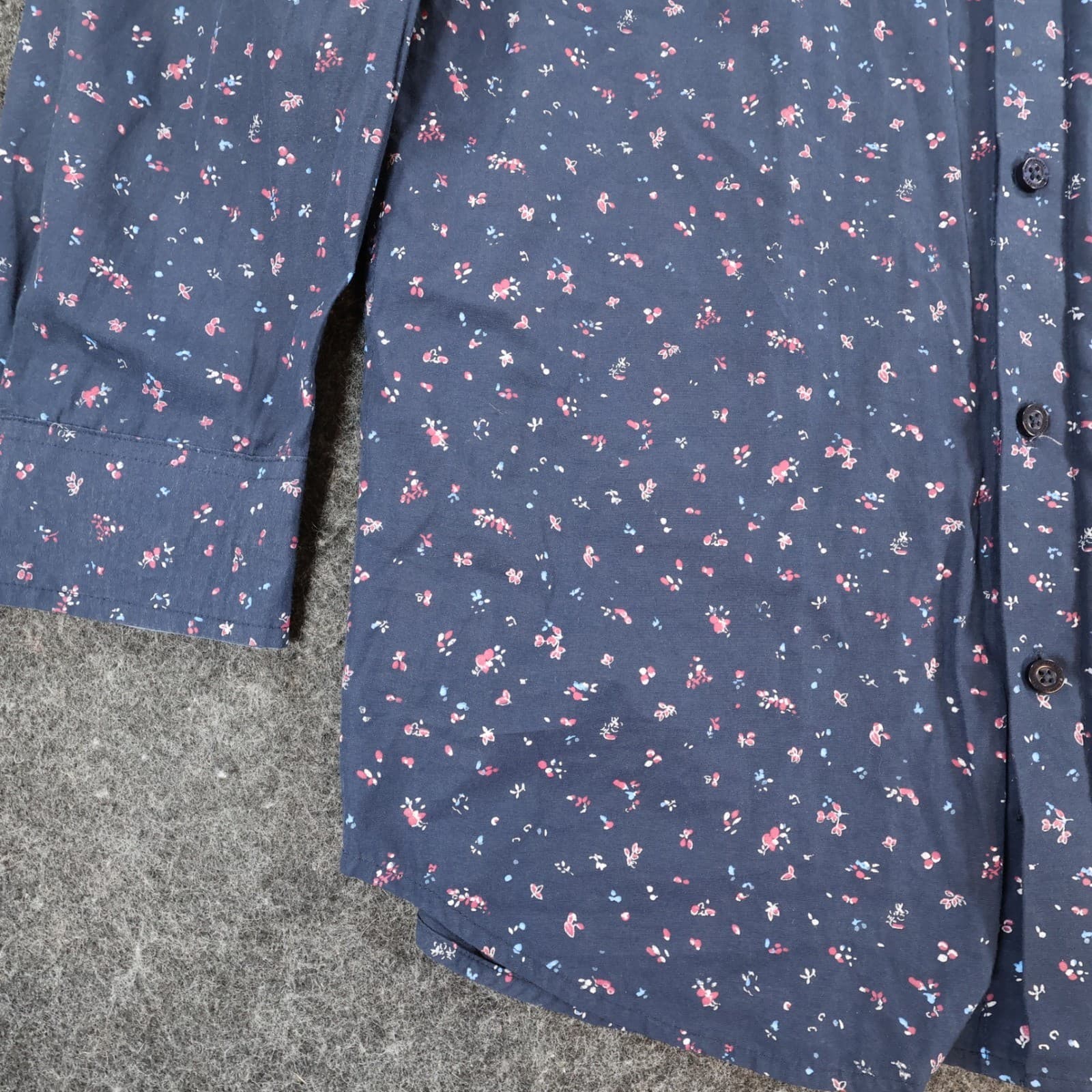 English Laundry Button Down Shirt Mens Medium Navy Blue Cotton Slim Fit Floral - Thumbnail 11