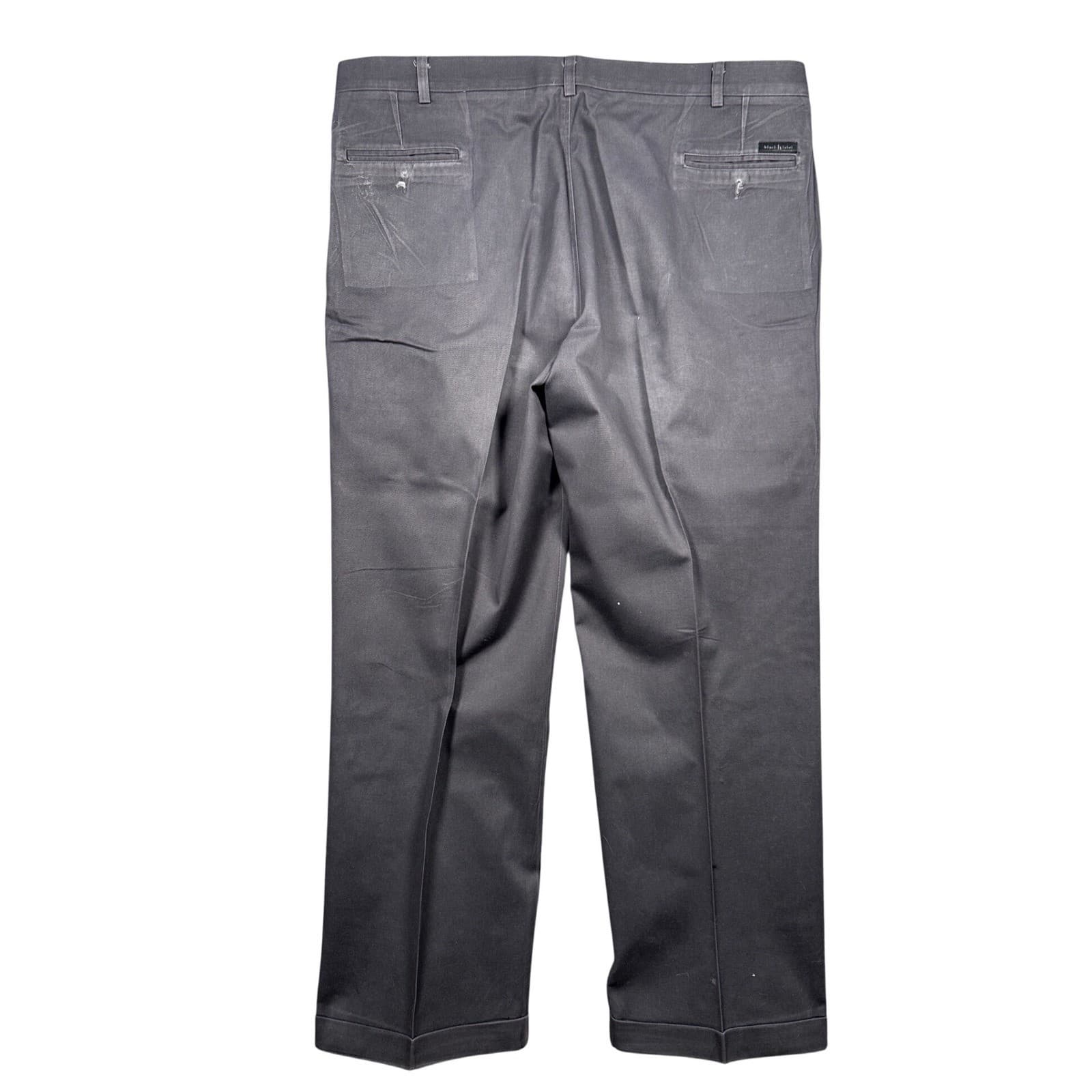 Haggar Black Label Pleated Dress Pants Mens 44x32 Gray Cotton Cuffed - Thumbnail 2
