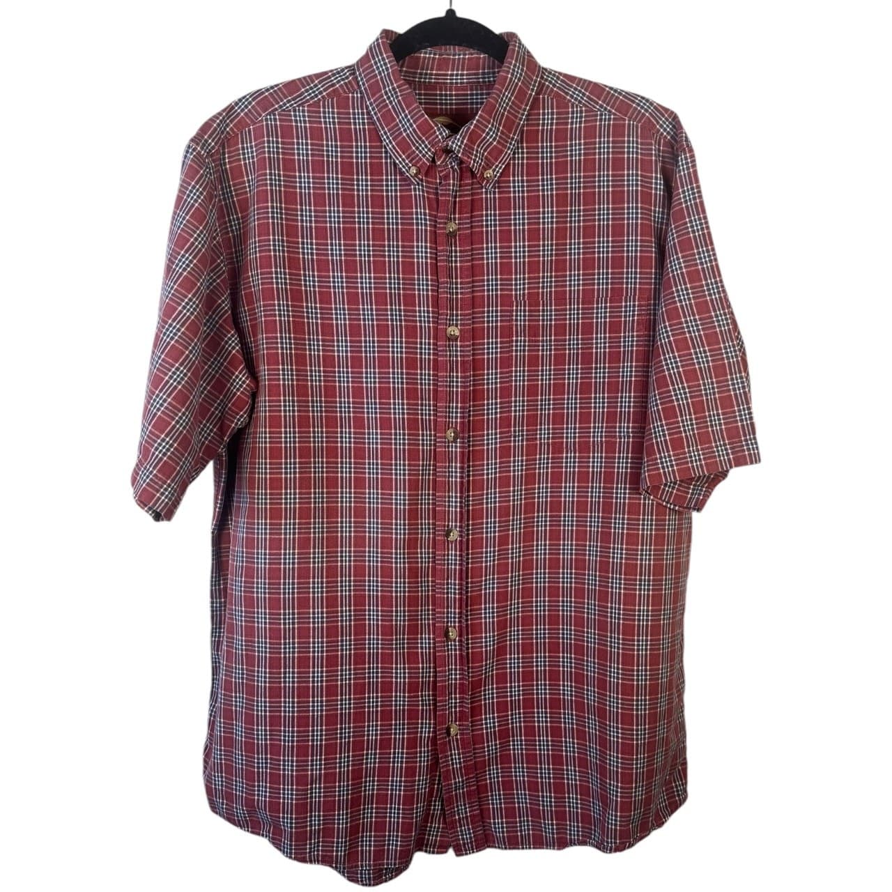 Bob Timberlake Men's L Red Plaid Button-Down Short Sleeve Shirt - Thumbnail 5