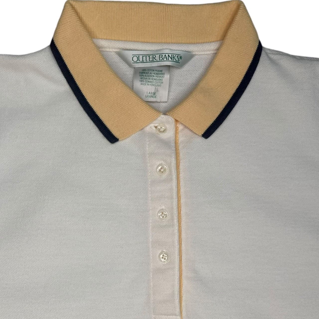 Outer Banks Men's L White Gold Trim Short Sleeve Polo Shirt - Thumbnail 7