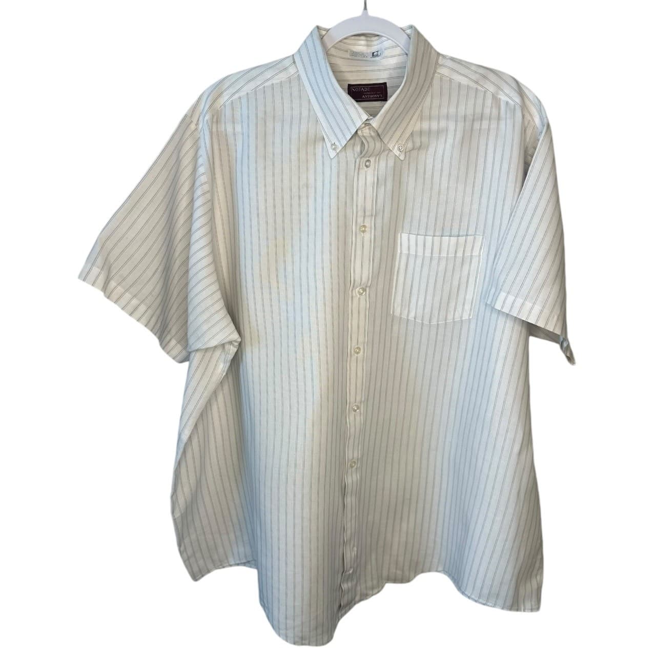 Vintage NOFADE for Anthony's Men's XL Beige Stripe Button-Up Shirt - Thumbnail 2