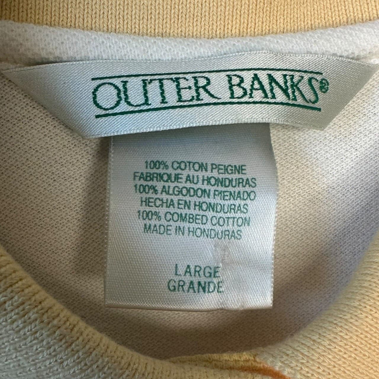 Outer Banks Men's L White Gold Trim Short Sleeve Polo Shirt - Thumbnail 8