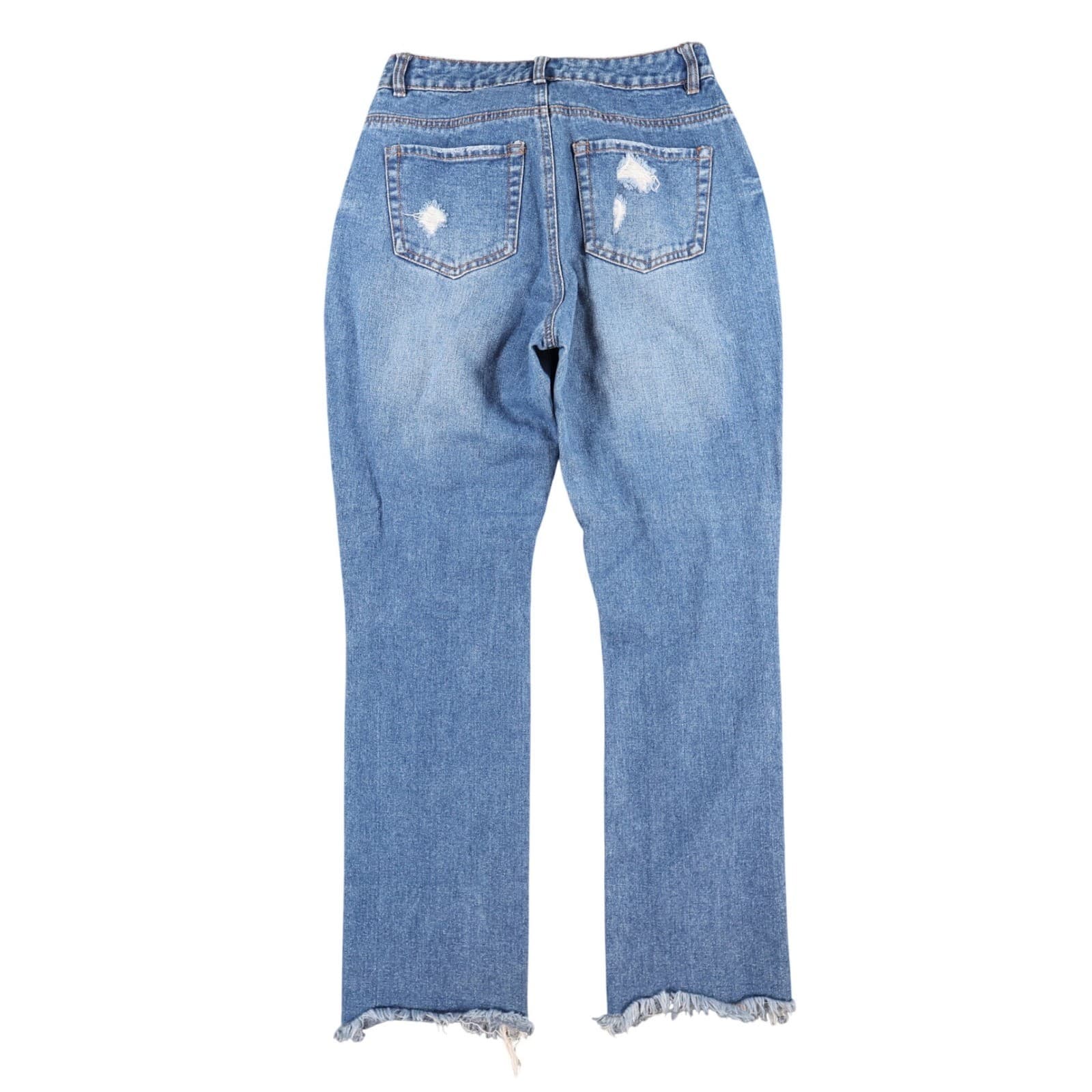 Chelsea & Violet Straight Leg Jeans Womens 27 Blue Cotton Distressed Frayed Hem - Thumbnail 2