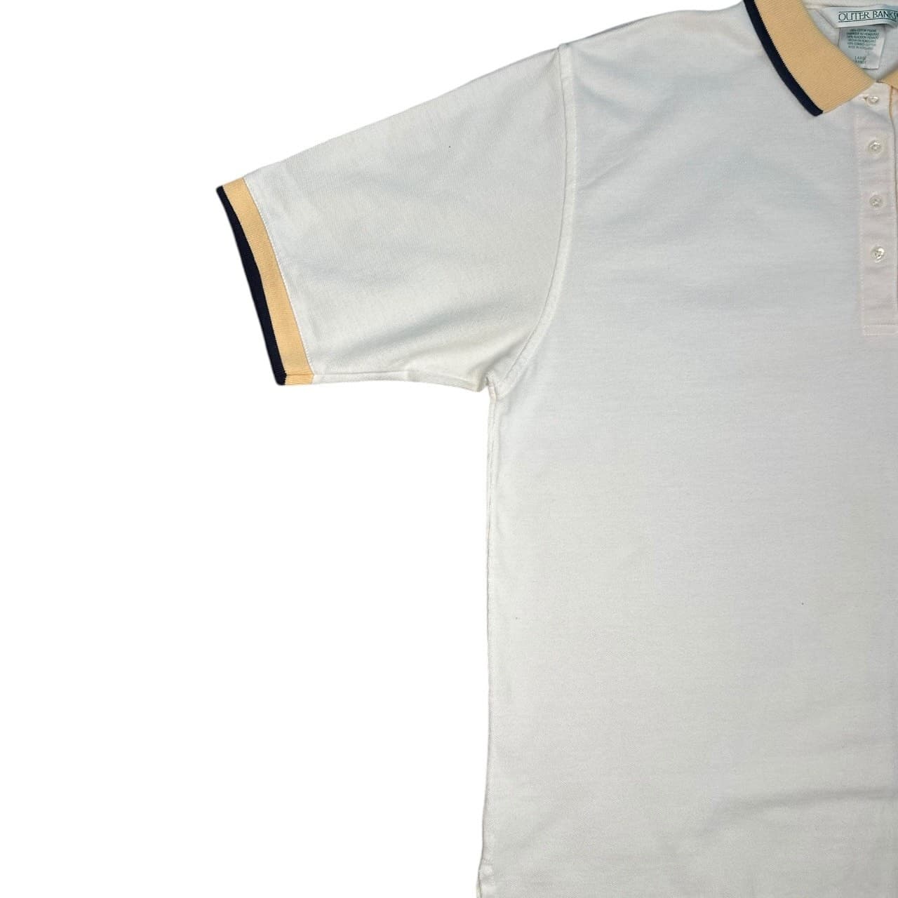 Outer Banks Men's L White Gold Trim Short Sleeve Polo Shirt - Thumbnail 4