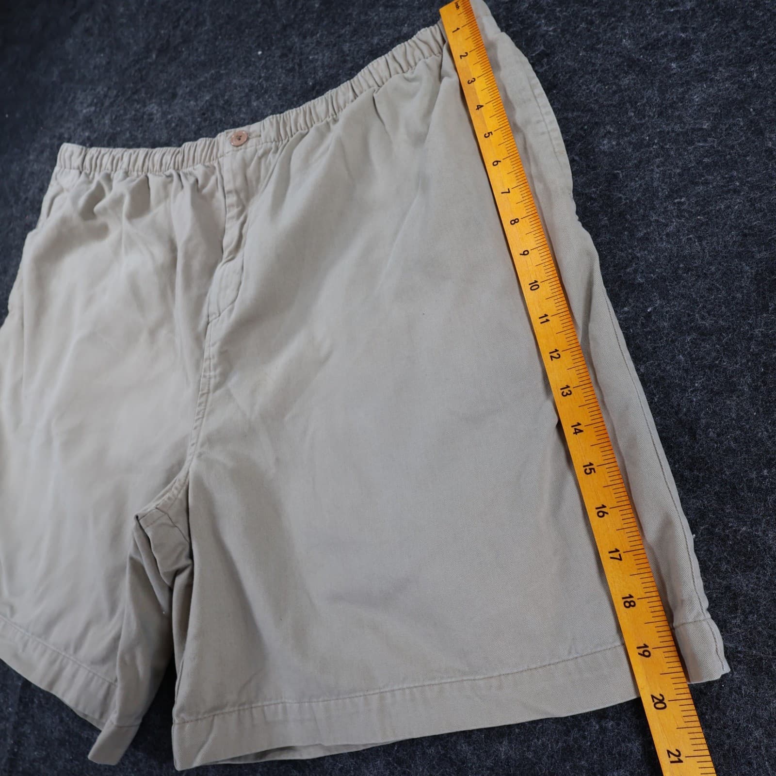 Falls Creek Shorts Mens XL Tan 100% Cotton Elastic Waist Relaxed Casual Khaki - Thumbnail 3