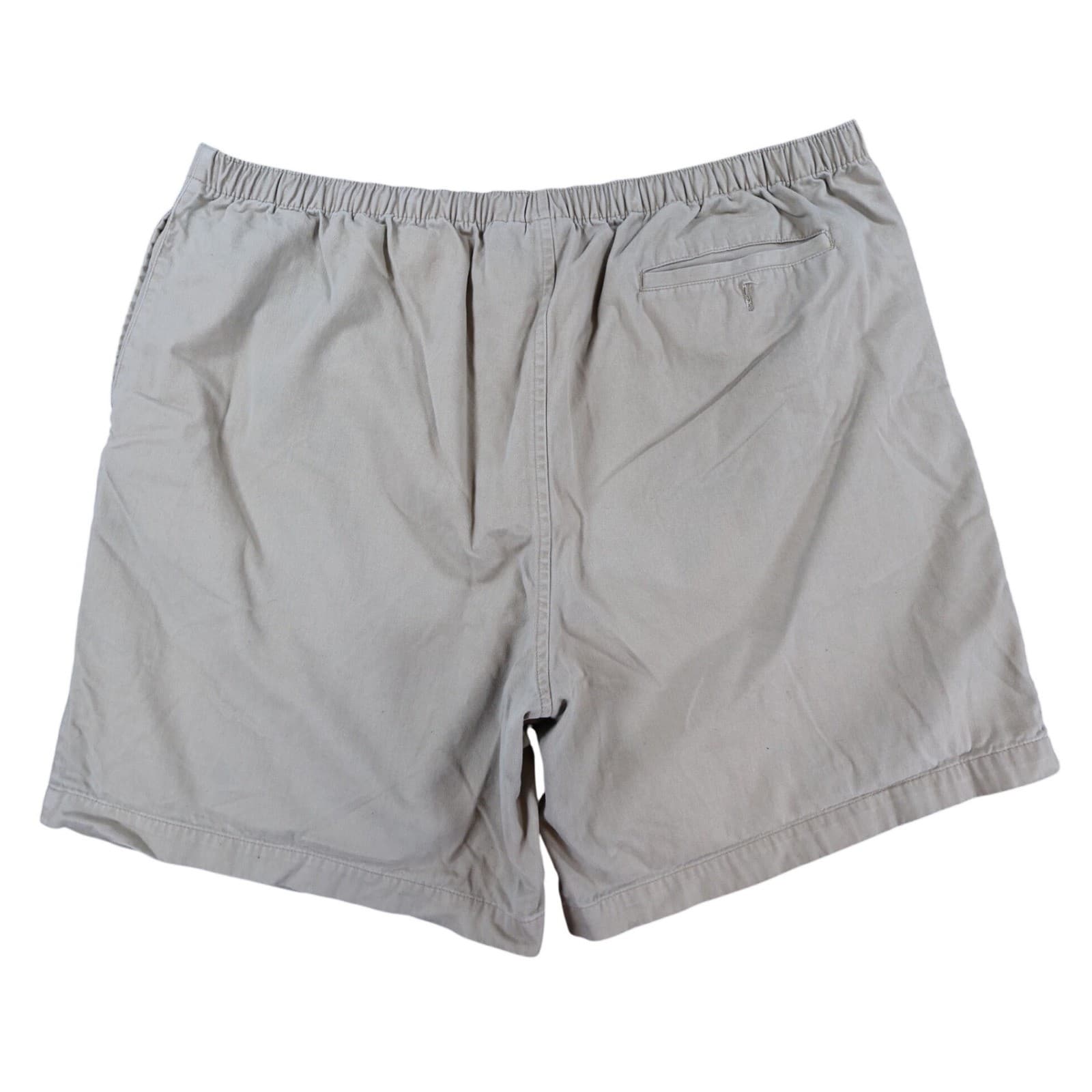 Falls Creek Shorts Mens XL Tan 100% Cotton Elastic Waist Relaxed Casual Khaki - Thumbnail 2