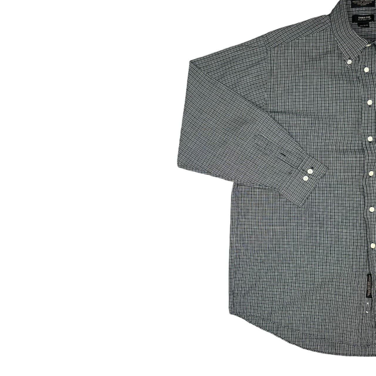 Cambridge Classics Men's L Gray Plaid Button-Down Long Sleeve Shirt - Thumbnail 4
