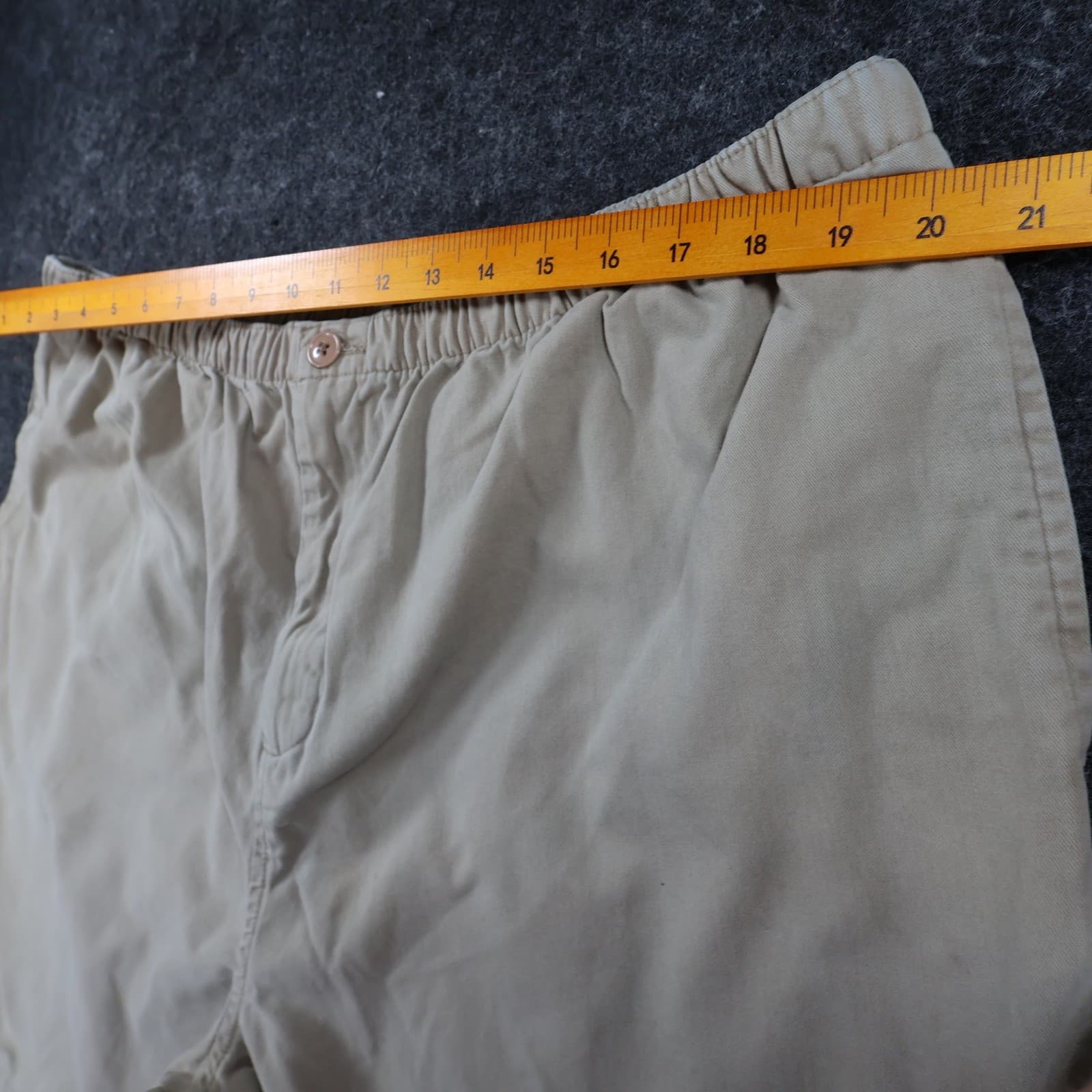Falls Creek Shorts Mens XL Tan 100% Cotton Elastic Waist Relaxed Casual Khaki - Thumbnail 5