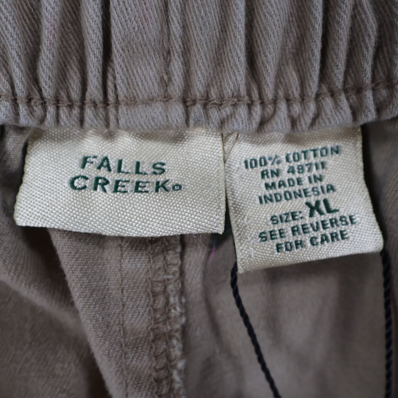 Falls Creek Shorts Mens XL Tan 100% Cotton Elastic Waist Relaxed Casual Khaki - Thumbnail 7