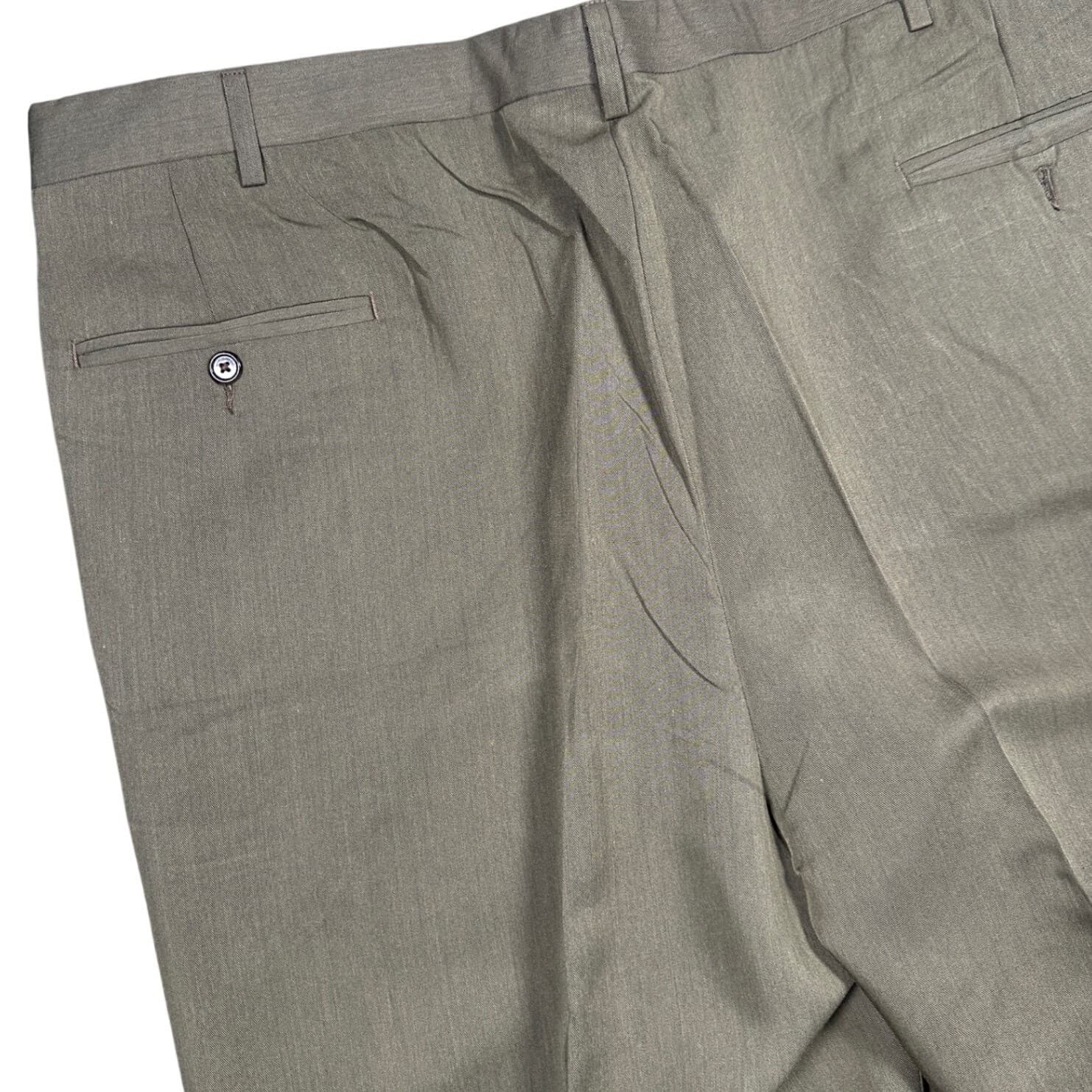 Haggar Pleated Dress Pants Mens 44x32 Taupe Gray Relaxed Fit Trousers - Thumbnail 5