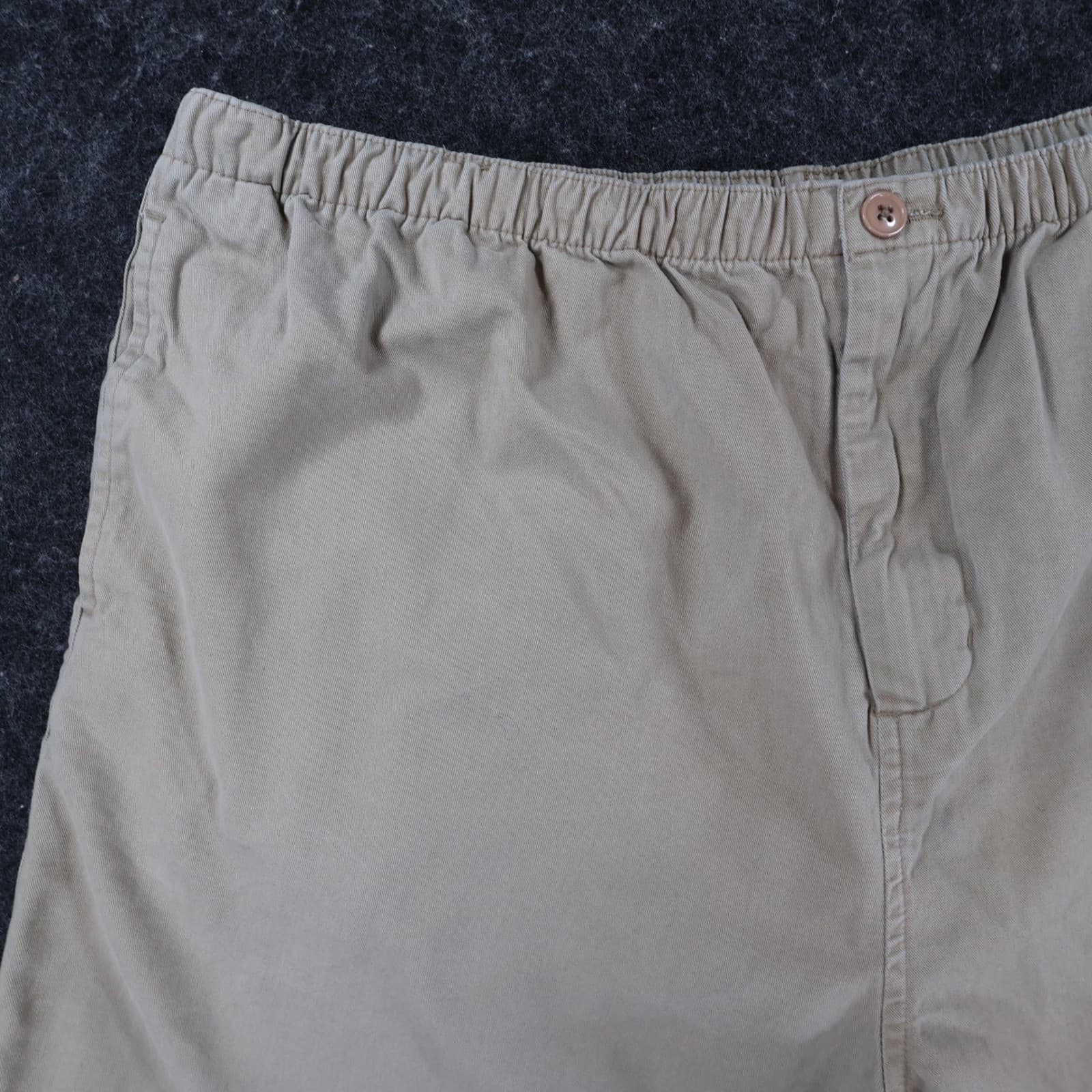Falls Creek Shorts Mens XL Tan 100% Cotton Elastic Waist Relaxed Casual Khaki - Thumbnail 8