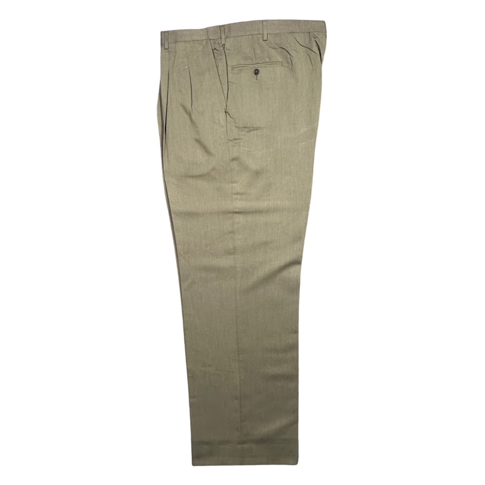 Haggar Pleated Dress Pants Mens 44x32 Taupe Gray Relaxed Fit Trousers - Thumbnail 4
