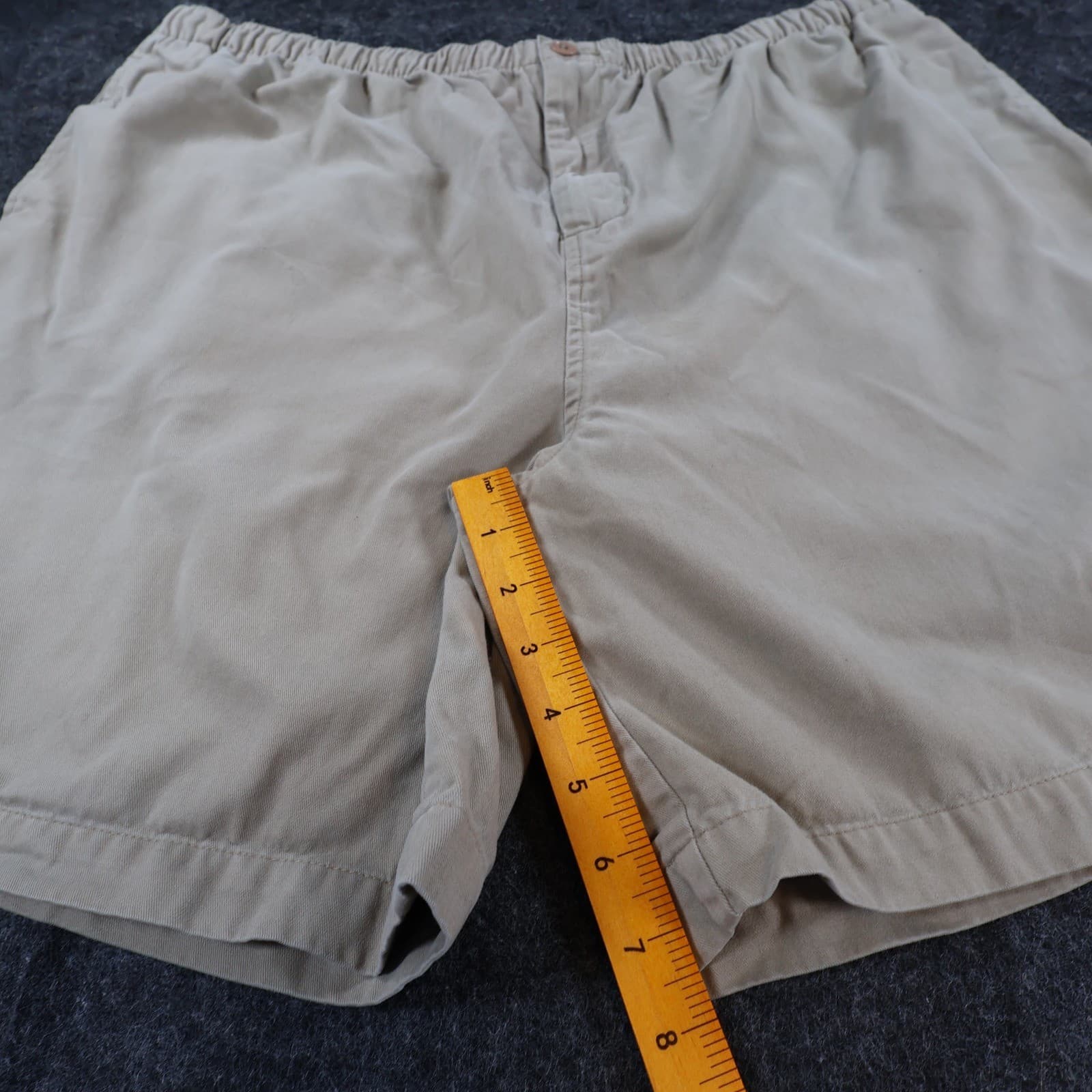 Falls Creek Shorts Mens XL Tan 100% Cotton Elastic Waist Relaxed Casual Khaki - Thumbnail 4