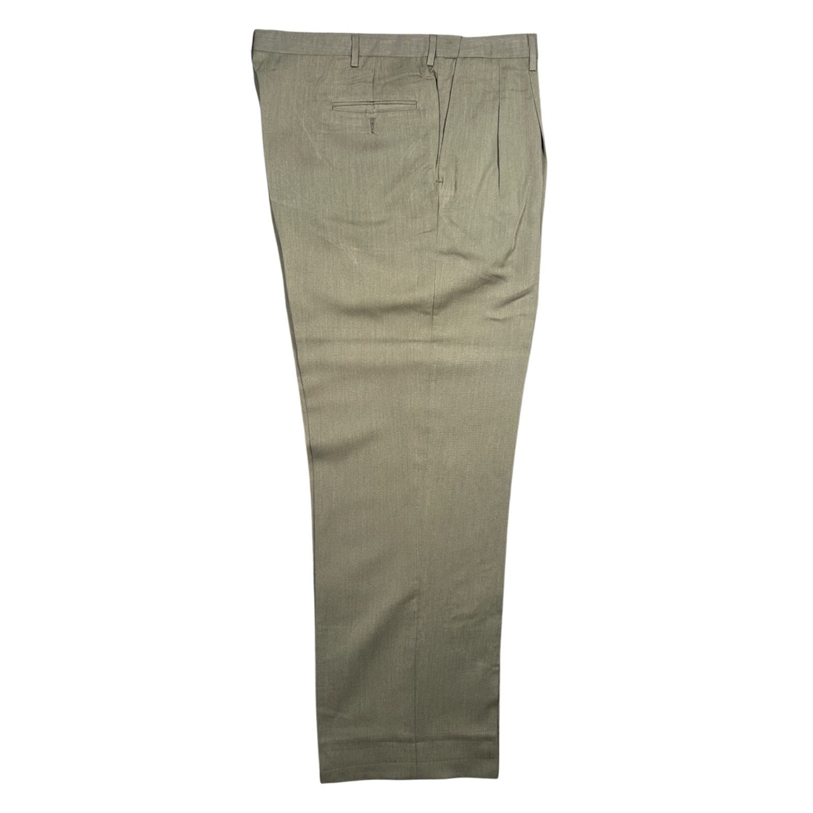 Haggar Pleated Dress Pants Mens 44x32 Taupe Gray Relaxed Fit Trousers - Thumbnail 3