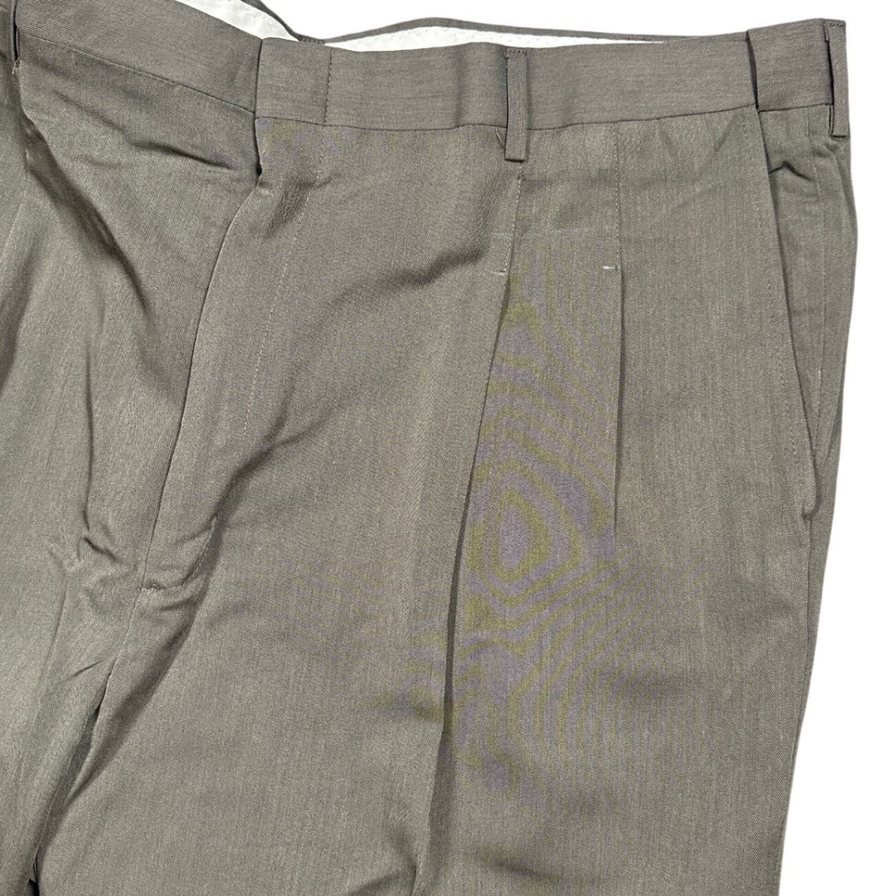 Haggar Pleated Dress Pants Mens 44x32 Taupe Gray Relaxed Fit Trousers - Thumbnail 6