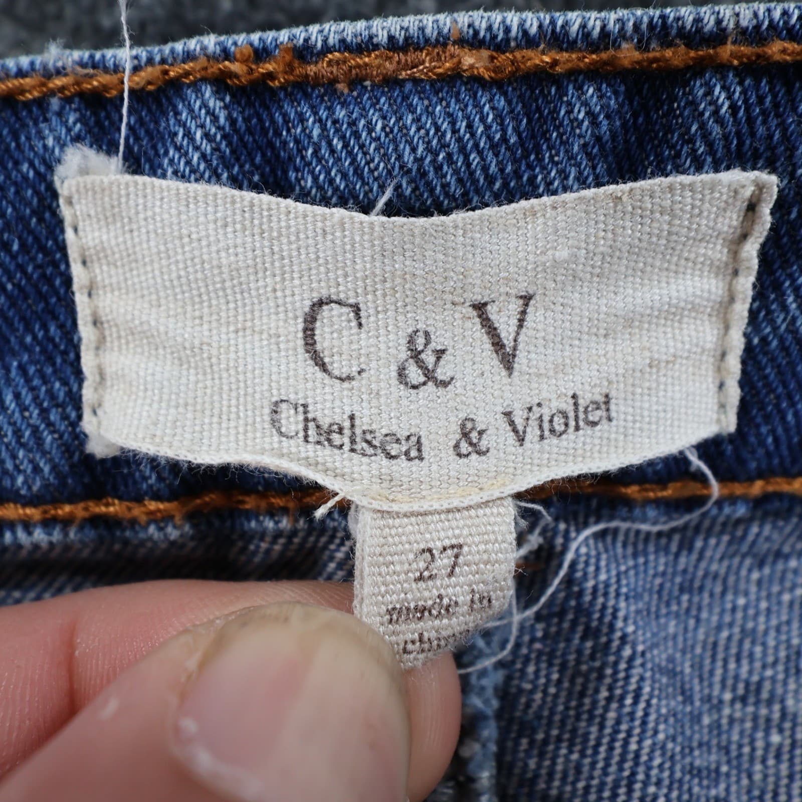 Chelsea & Violet Straight Leg Jeans Womens 27 Blue Cotton Distressed Frayed Hem - Thumbnail 7