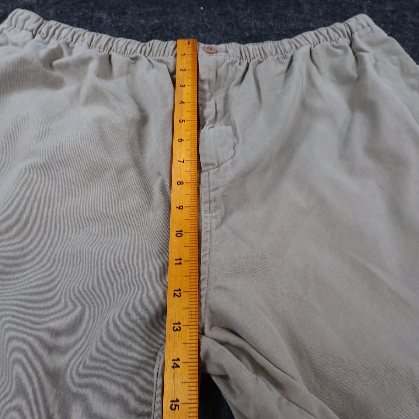 Falls Creek Shorts Mens XL Tan 100% Cotton Elastic Waist Relaxed Casual Khaki - Thumbnail 6