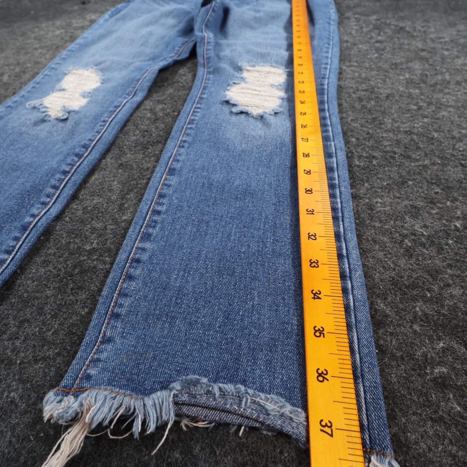 Chelsea & Violet Straight Leg Jeans Womens 27 Blue Cotton Distressed Frayed Hem - Thumbnail 3