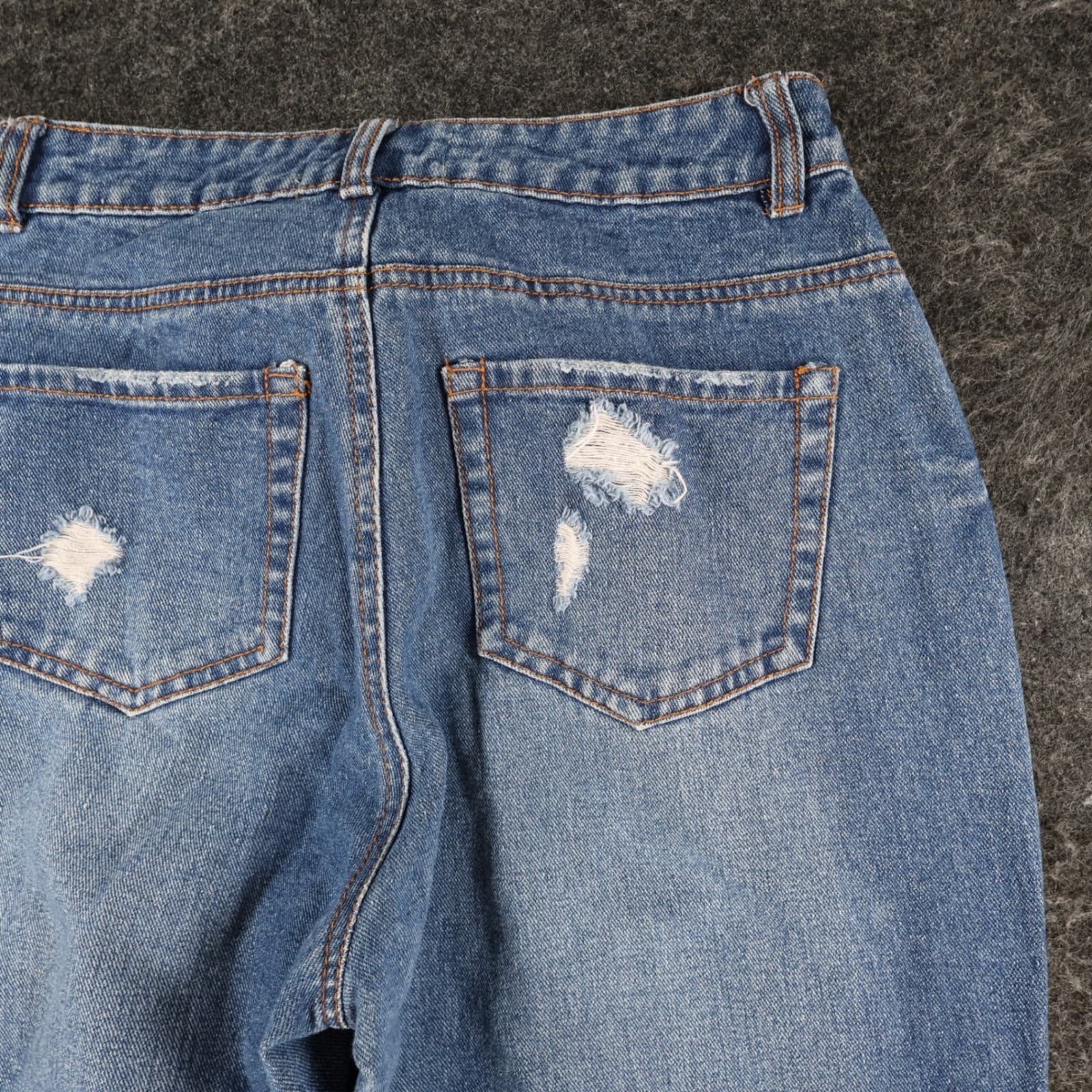 Chelsea & Violet Straight Leg Jeans Womens 27 Blue Cotton Distressed Frayed Hem - Thumbnail 12