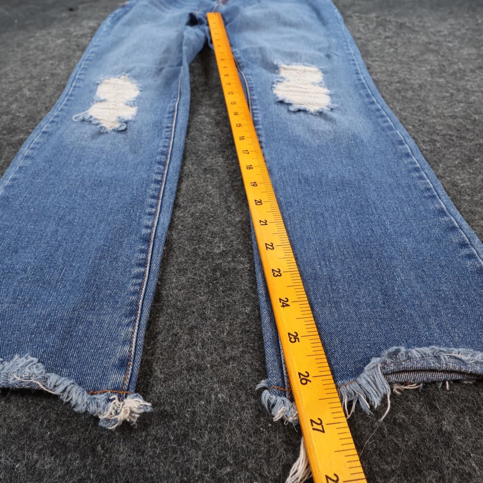Chelsea & Violet Straight Leg Jeans Womens 27 Blue Cotton Distressed Frayed Hem - Thumbnail 4