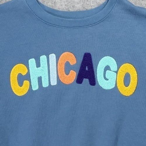 New York Popular Chicago Sweatshirt Unisex L Blue Excellent Vintage Graphic - Thumbnail 3