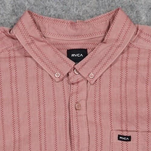 RVCA Button Down Shirt Mens XXL Pink NWOT Striped Slim Fit Short Sleeve - Thumbnail 3