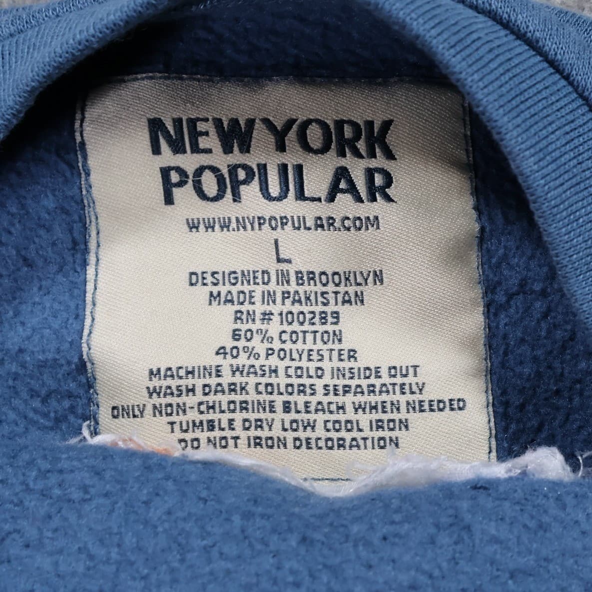 New York Popular Chicago Sweatshirt Unisex L Blue Excellent Vintage Graphic - Thumbnail 5