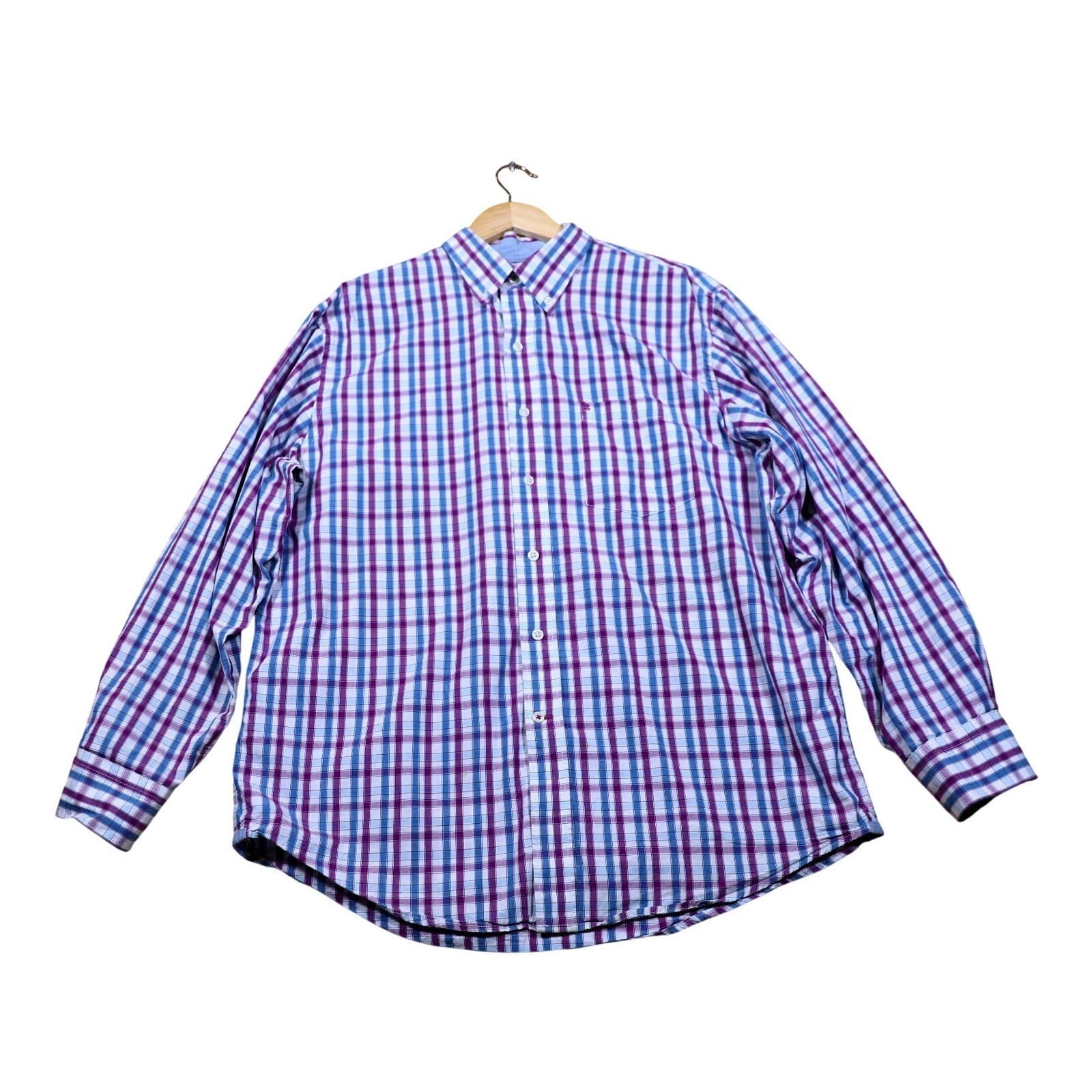 IZOD Men's Large Long Sleeve Plaid Button Down Shirt Casual Dress Shirt - Thumbnail 5