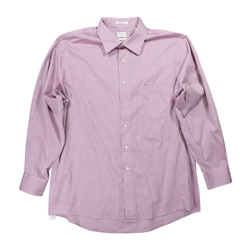 Arrow Dress Shirt Mens 17.5 34/35 Pink Excellent Non-Iron Cotton Striped LS - Thumbnail 2