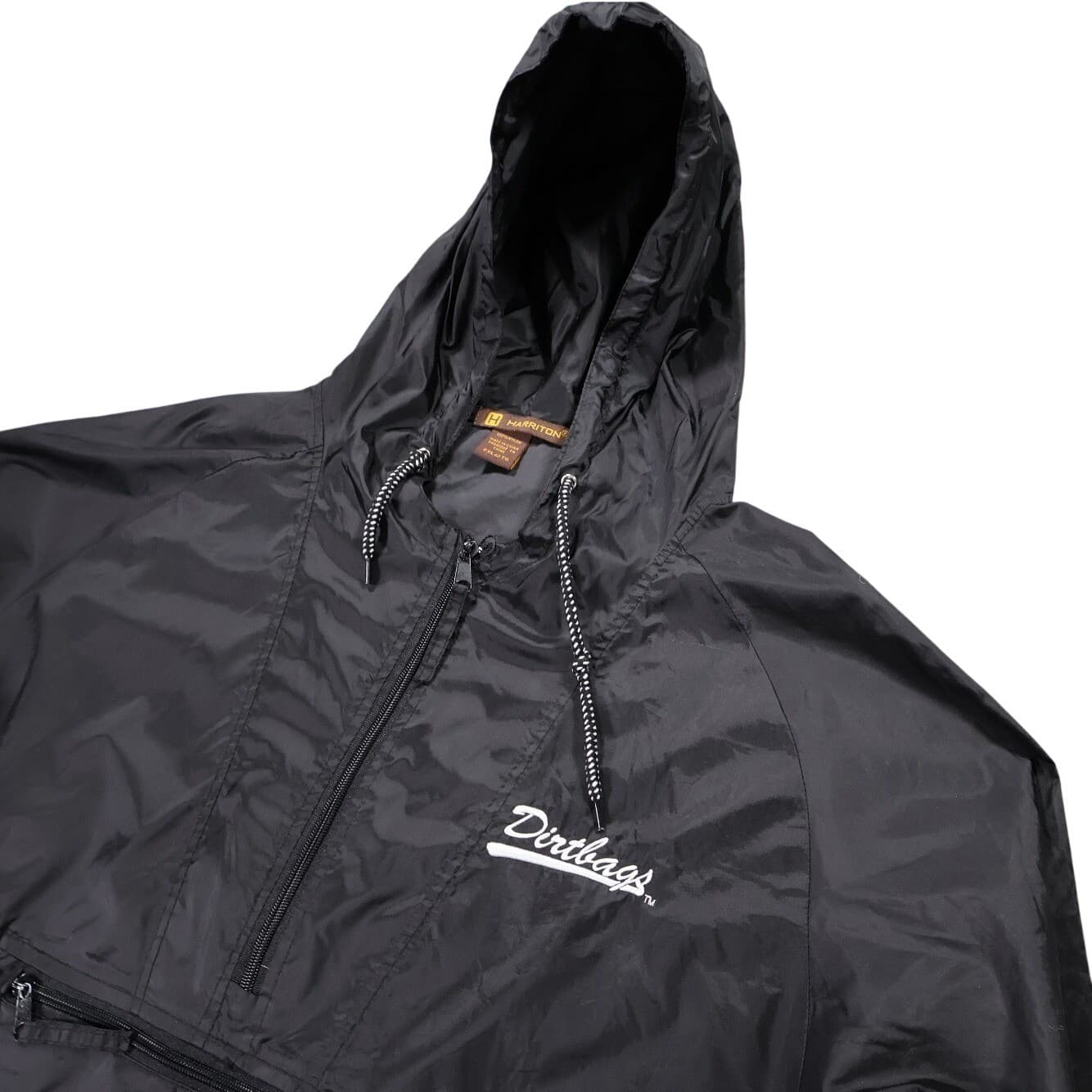 Harriton Windbreaker Mens 2XL Black Excellent Dirtbags Graphic Hooded Anorak - Thumbnail 3