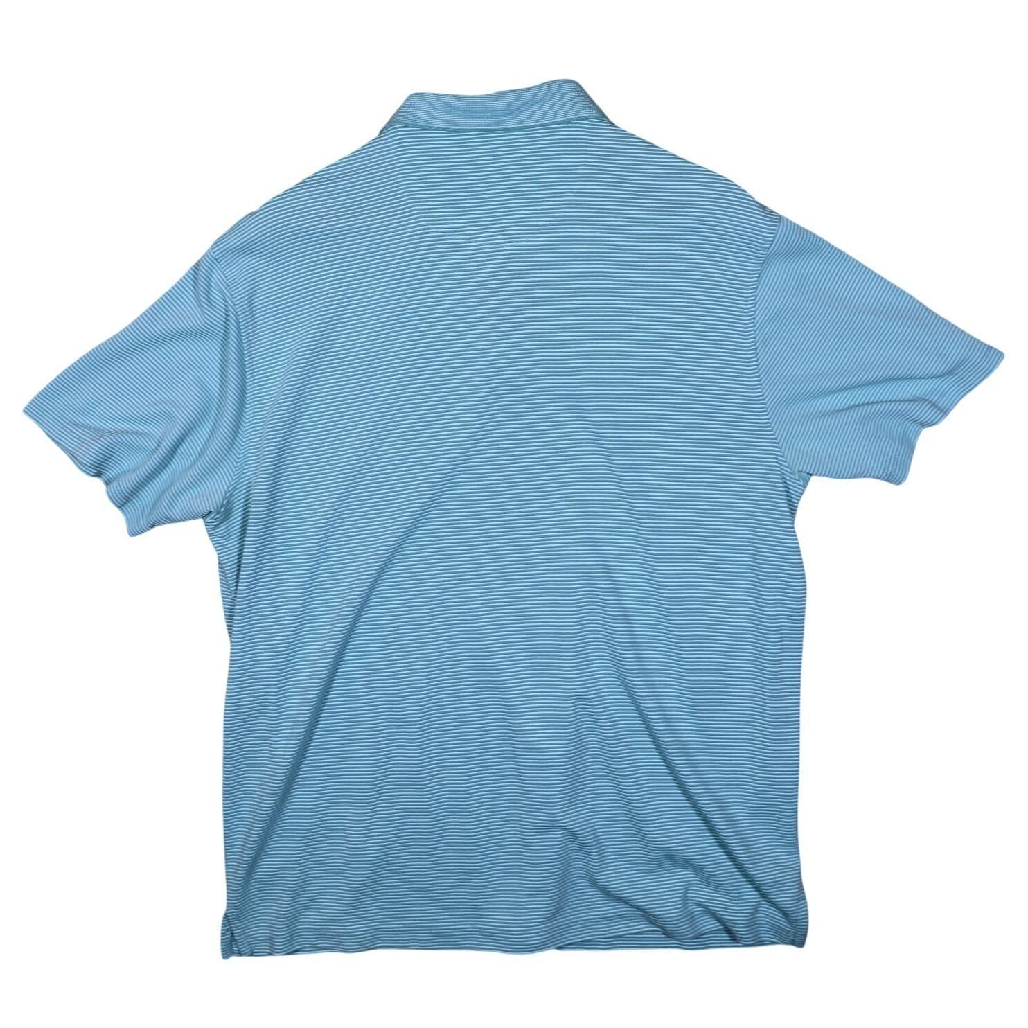 Van Heusen Mens Large L Light Blue Stripe Golf Polo Shirt Short Sleeve - Thumbnail 2