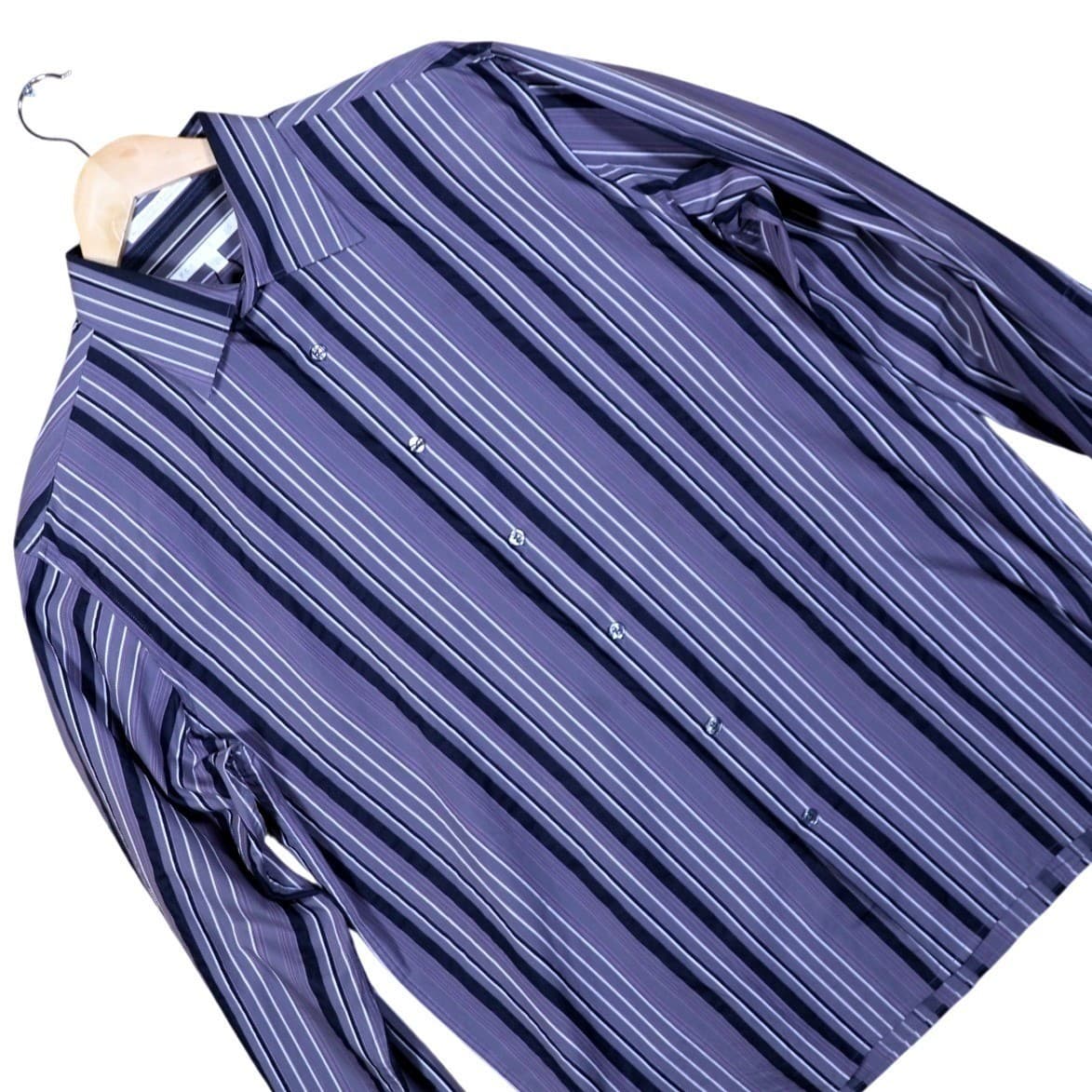Perry Ellis Mens Striped Button Down Long Sleeve Dress Shirt Size L - Thumbnail 2