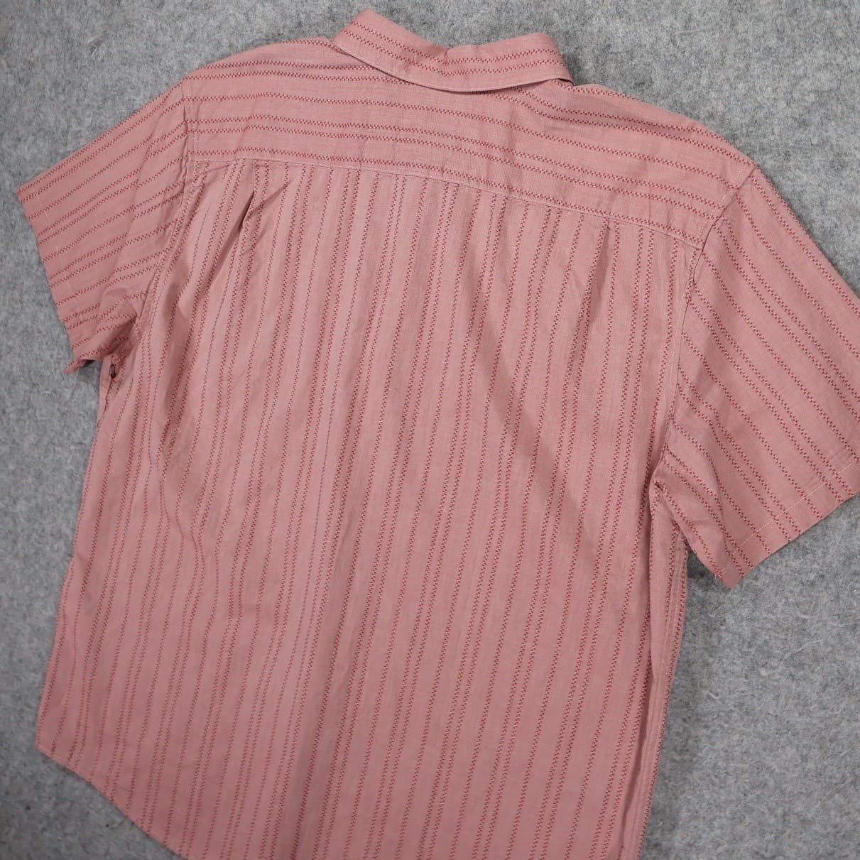 RVCA Button Down Shirt Mens XXL Pink NWOT Striped Slim Fit Short Sleeve - Thumbnail 5