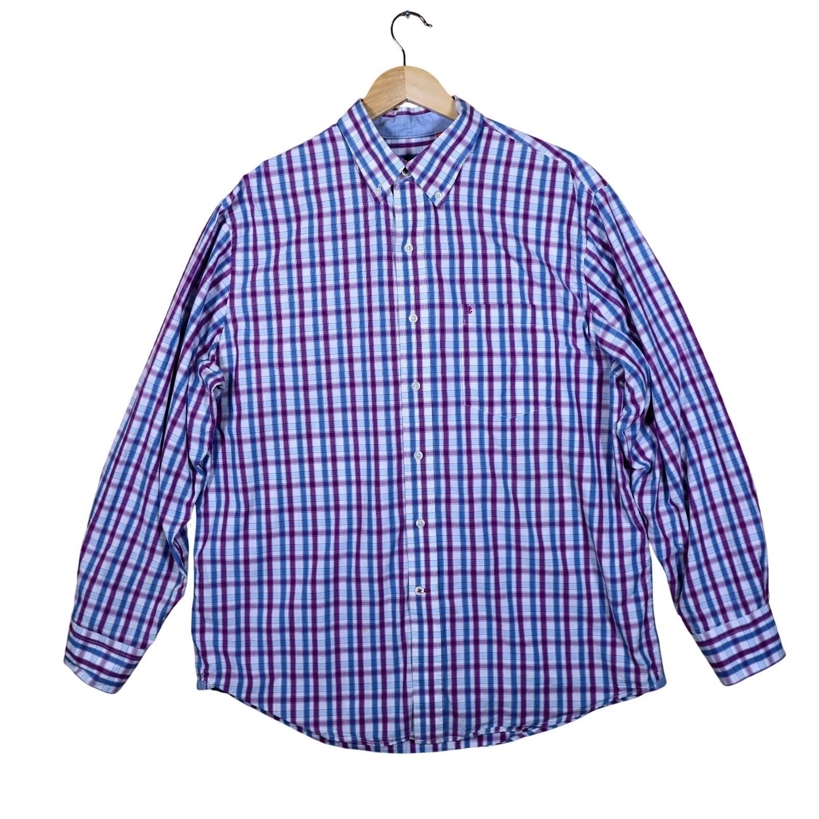 IZOD Men's Large Long Sleeve Plaid Button Down Shirt Casual Dress Shirt - Thumbnail 3
