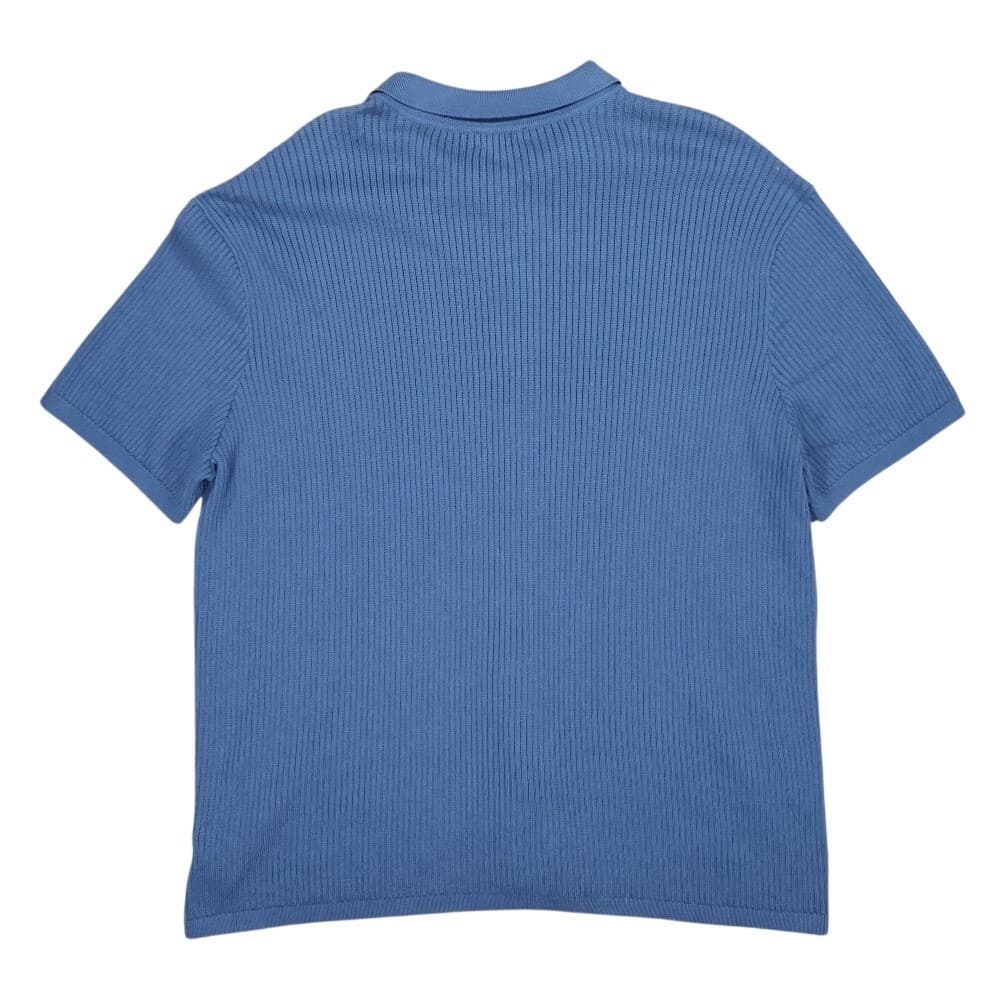 ROWM Button Up Polo Shirt Mens XXL Blue New Supima Cotton Ribbed Short Sleeve - Thumbnail 2