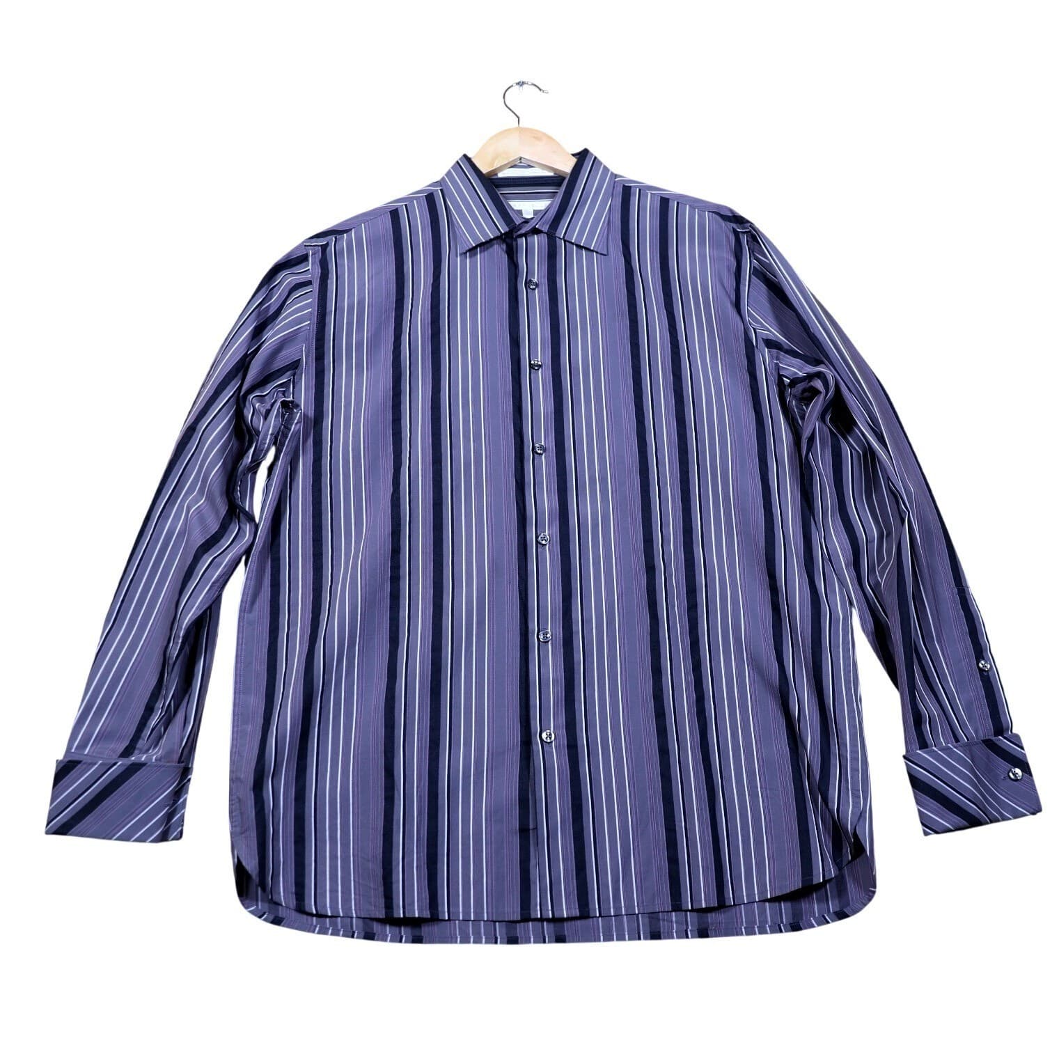 Perry Ellis Mens Striped Button Down Long Sleeve Dress Shirt Size L - Thumbnail 5