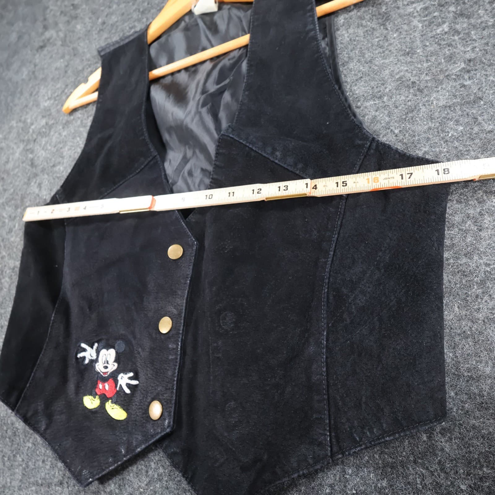 Disney Mickey Mouse Vest Womens Medium Black Suede Leather Embroidered Waistcoat - Thumbnail 4