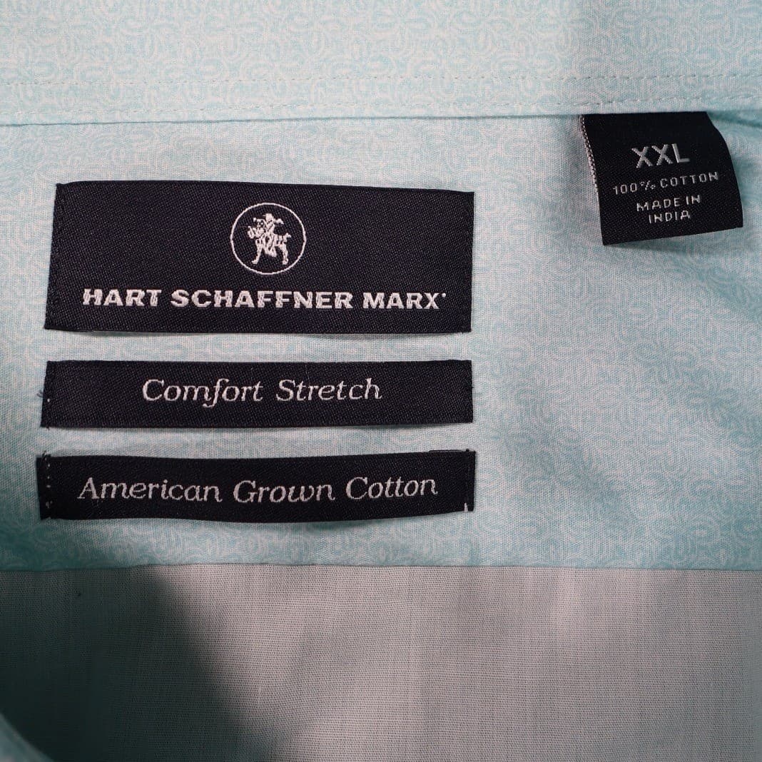Hart Schaffner Marx Button Down Shirt Mens XXL Light Blue NWT Paisley Cotton - Thumbnail 7