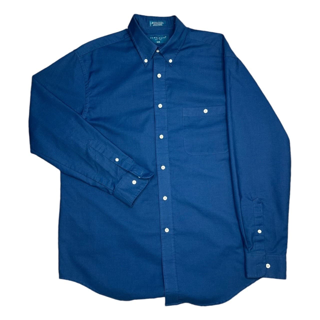 Towncraft Men's M Blue Button-Down Long Sleeve Oxford Shirt - Thumbnail 3