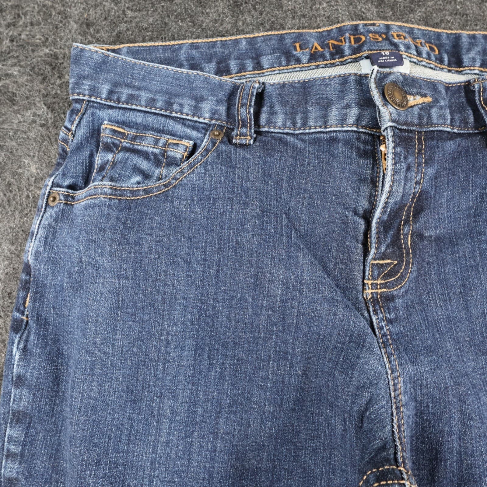 Lands' End Straight Leg Jeans Womens 10 Blue Cotton Stretch Fit 1 Casual Denim - Thumbnail 11