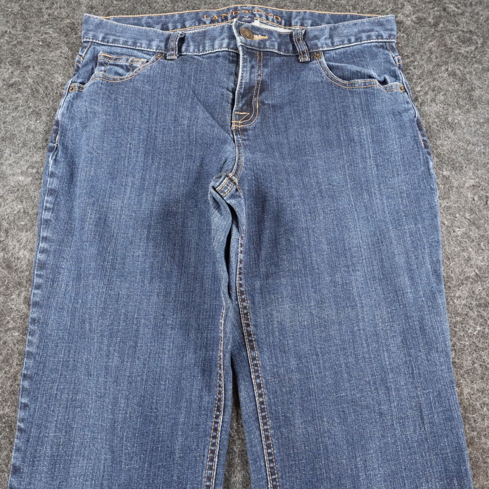 Lands' End Straight Leg Jeans Womens 10 Blue Cotton Stretch Fit 1 Casual Denim - Thumbnail 9