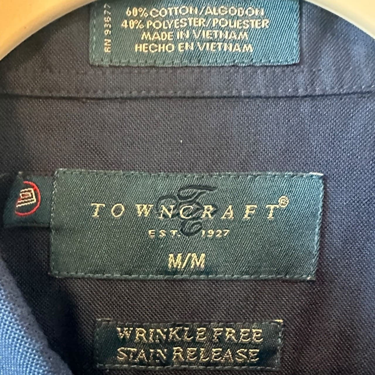 Towncraft Men's M Blue Button-Down Long Sleeve Oxford Shirt - Thumbnail 8