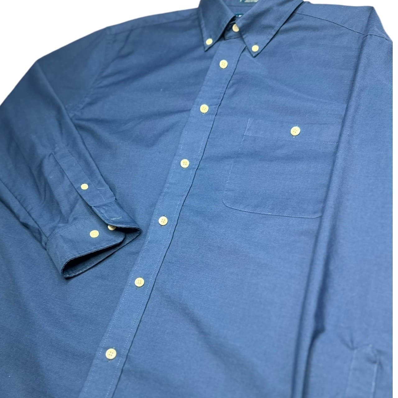 Towncraft Men's M Blue Button-Down Long Sleeve Oxford Shirt - Thumbnail 4