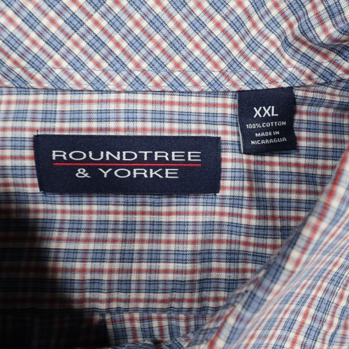 Roundtree & Yorke Button Up Shirt Mens XXL Blue NWT Plaid Short Sleeve Cotton - Thumbnail 7
