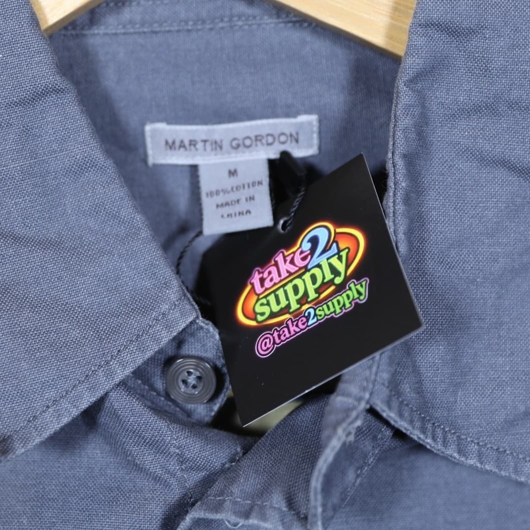 Martin Gordon Mens Medium Blue Long Sleeve Button Up Work Shirt Casual - Thumbnail 6