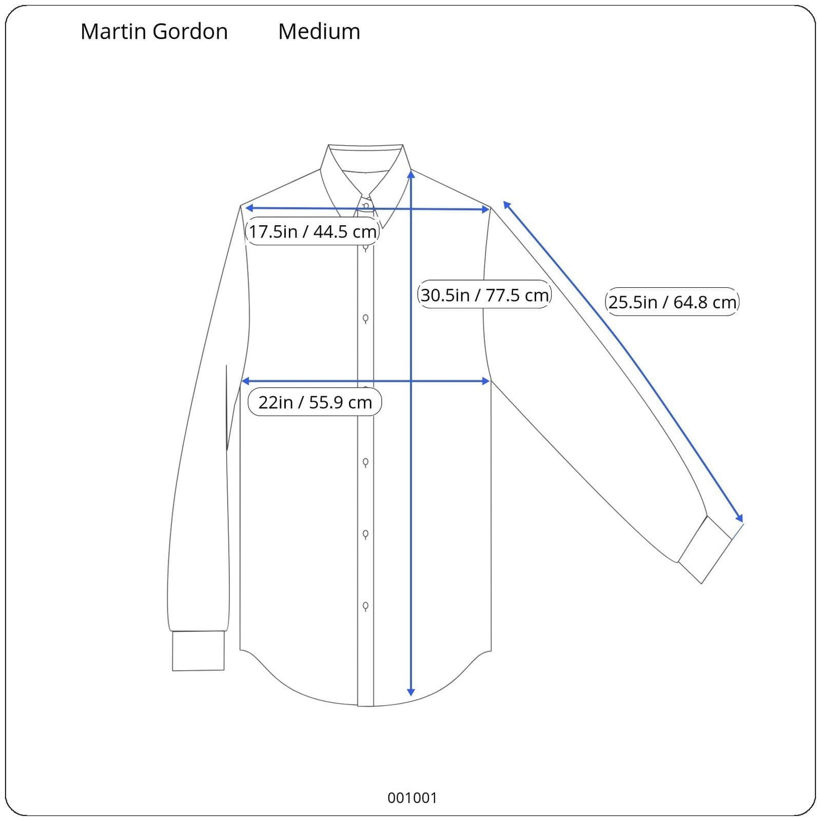 Martin Gordon Mens Medium Blue Long Sleeve Button Up Work Shirt Casual - Thumbnail 7